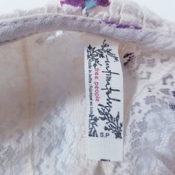 Intimately Free People Floral Print Ruffle Lace Bodysuit Blouse Long Sleeves - Picture 3 of 16